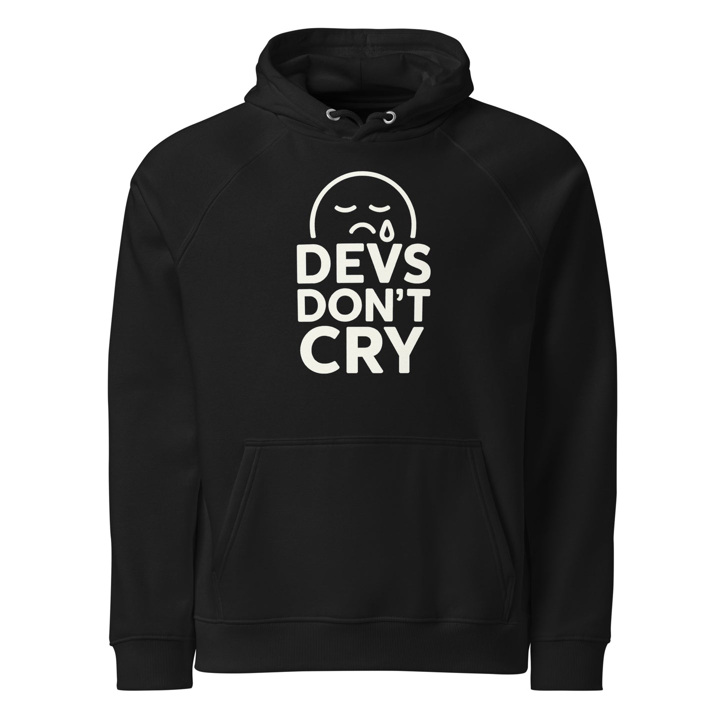 Devs don’t cry AI hoodie front design