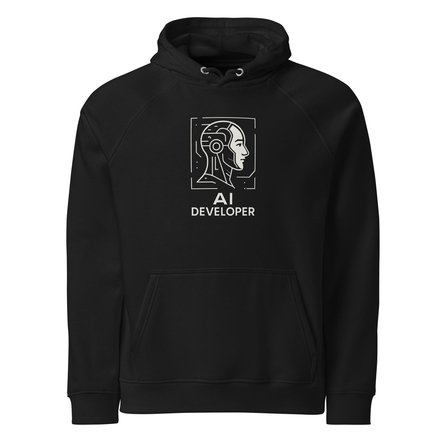 AI developer hoodie on eco raglan hoodie