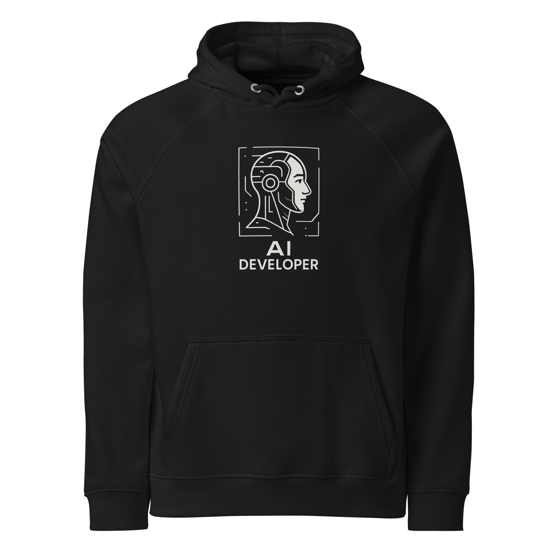 AI developer hoodie on eco raglan hoodie