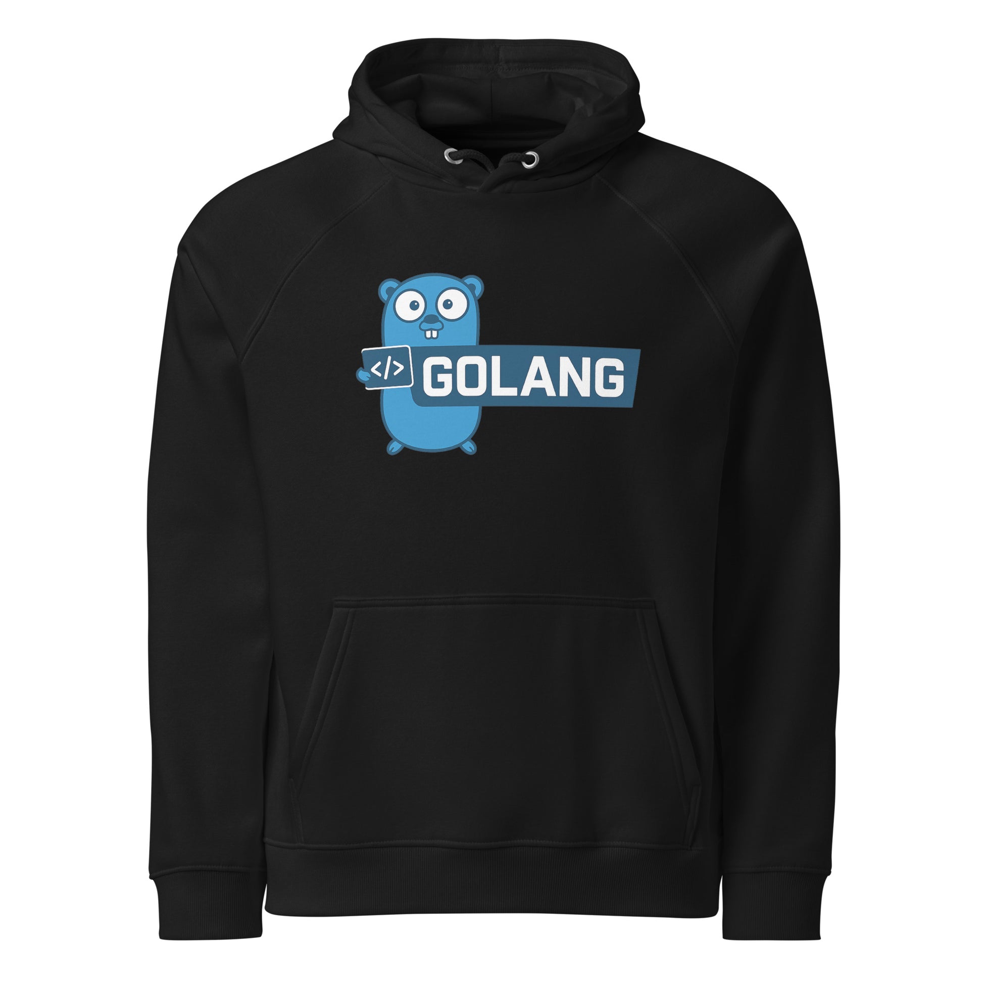 GoLang eco raglan hoodie front design