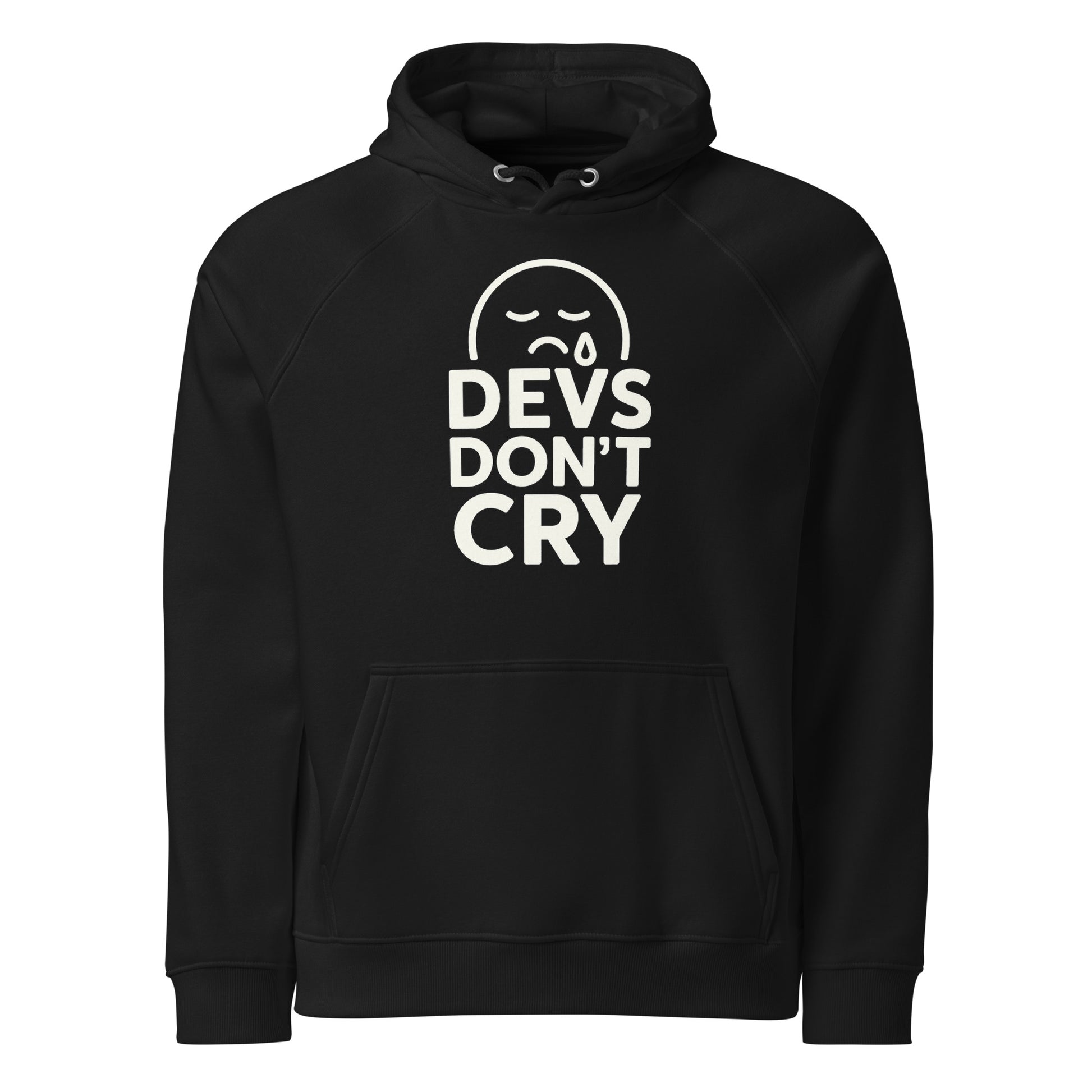 Devs don’t cry AI hoodie front design